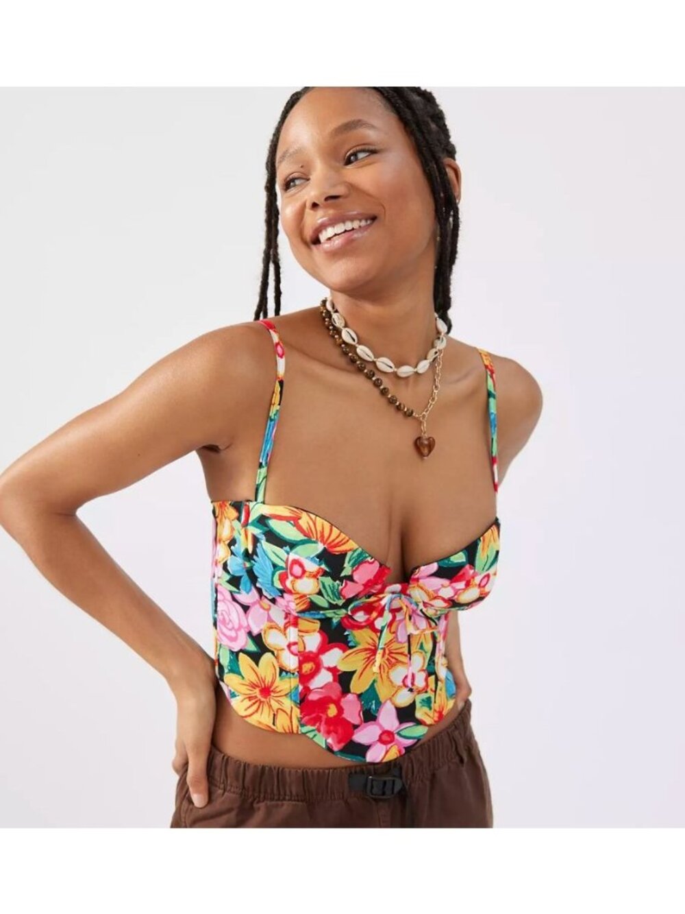 FOR LOVE & LEMONS Mallory Floral‎ Bustier Top Size Medium